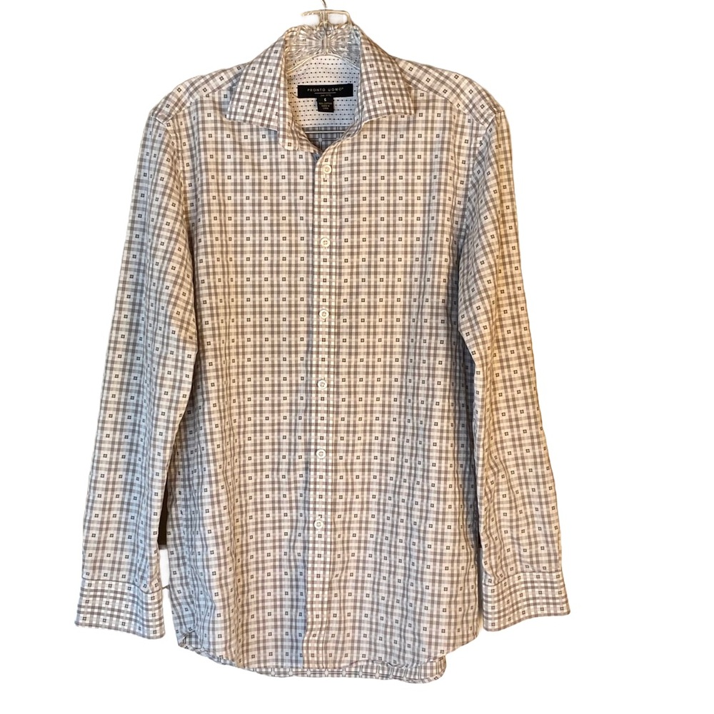 Pronto Uomo Small button down shirt in gray and white print